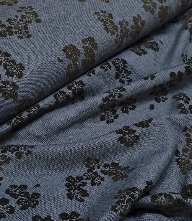 heavy weight denim chenille jacquard BLUE & black - 14oz - 175 cm wide
