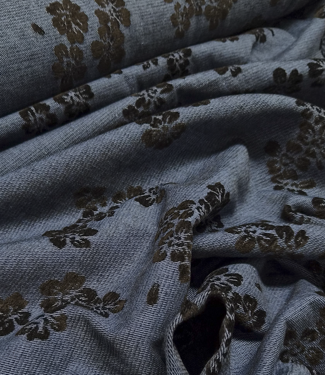 heavy weight denim chenille jacquard BLUE & black - 14oz - 175 cm wide