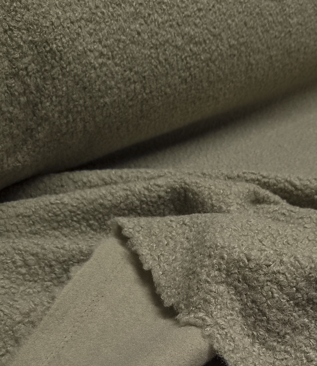 olijfgroen - bouclé teddy fleece