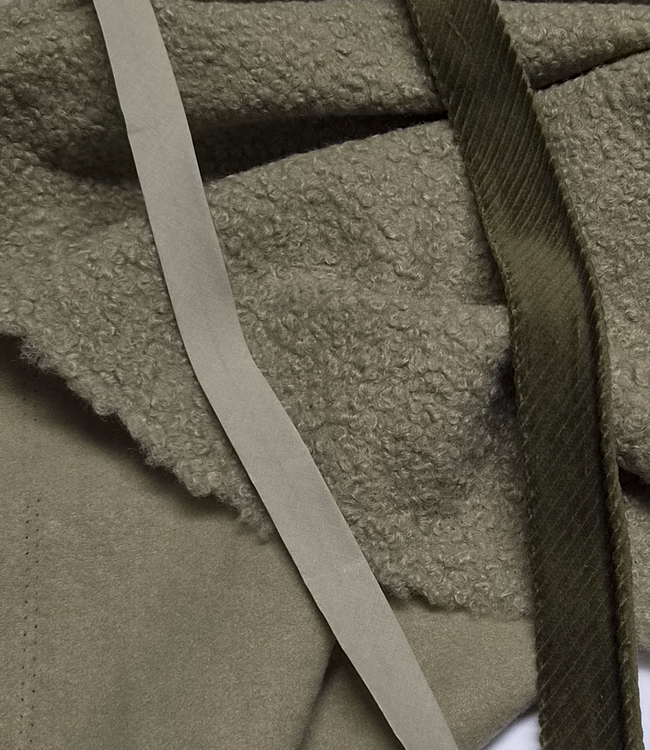olijfgroen - bouclé teddy fleece