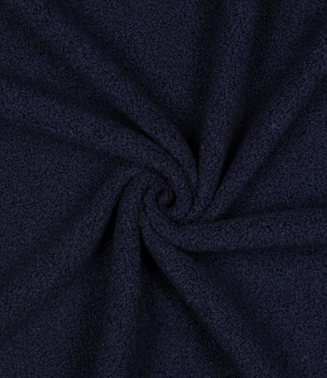marineblauw - teddy boucle double face met fleece