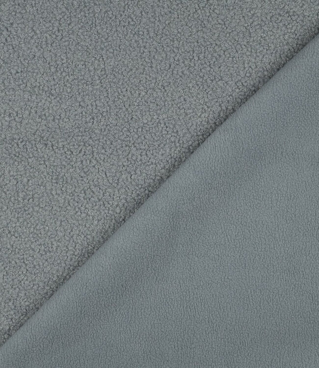 vergrijsd blauw - teddy boucle double face met fleece