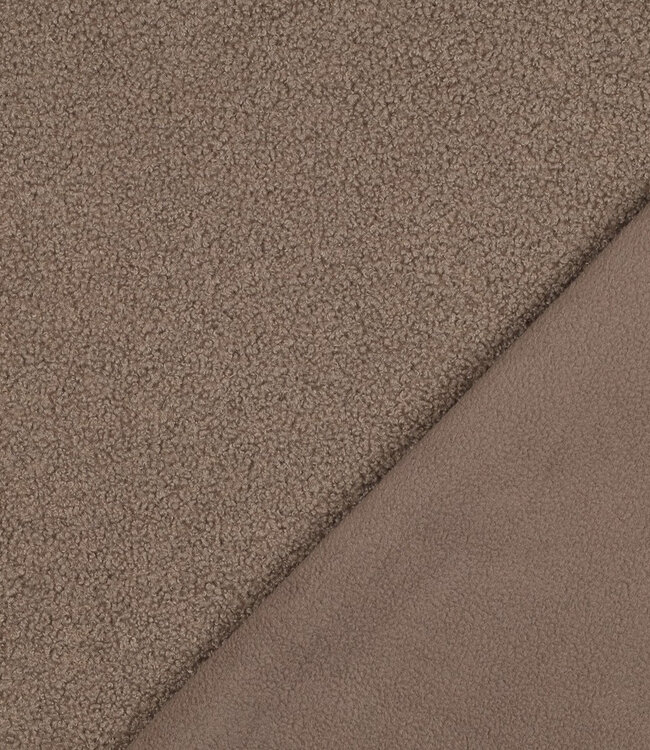taupe - teddy boucle double face met fleece