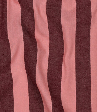 yarn dyed katoen - strepen - bordeaux en koraal
