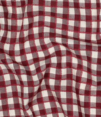 yarn dyed katoen - ruiten - bordeaux