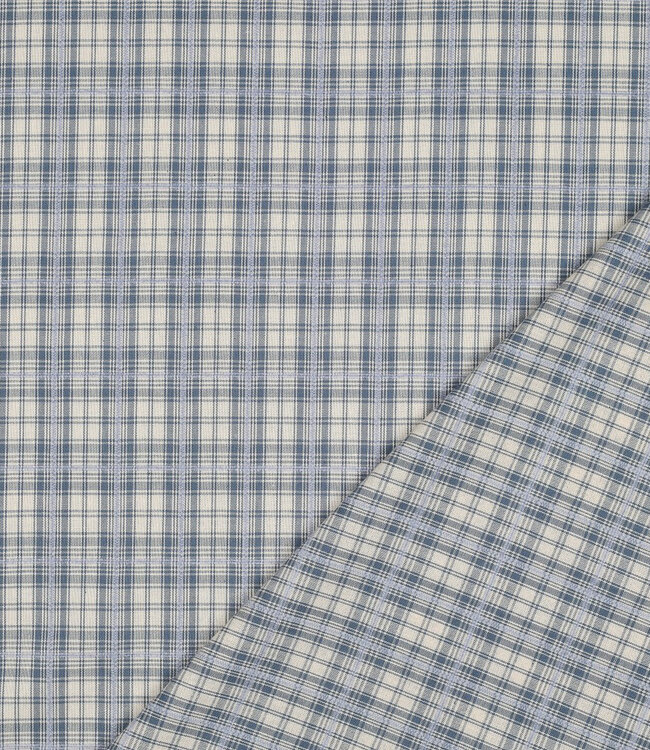 yarn dyed katoen - checks - blauw