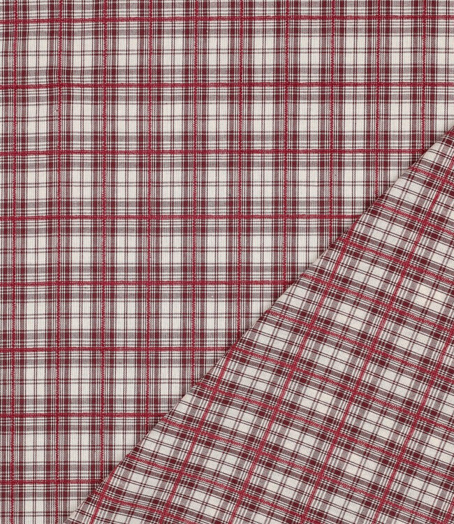 yarn dyed katoen - checks - bordeaux