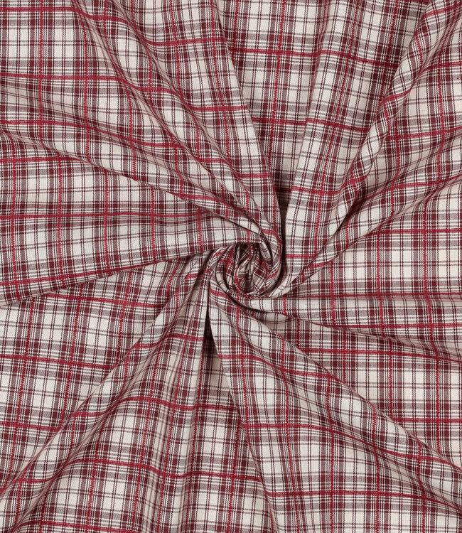 yarn dyed katoen - checks - bordeaux