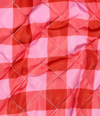 pink and lilac checks - quilted double face fabric