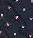 marineblauw - double gauze met geborduurde hartjes