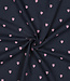 marineblauw - double gauze met geborduurde hartjes