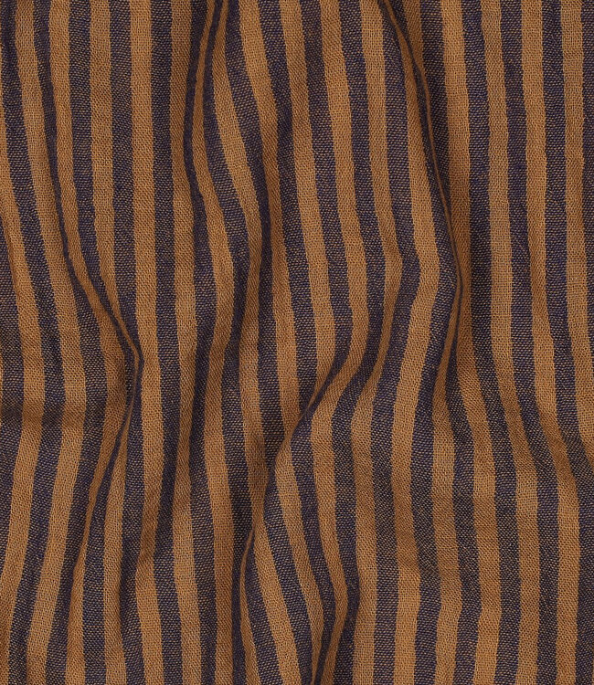 marineblauw en cognac strepen - double gauze double face