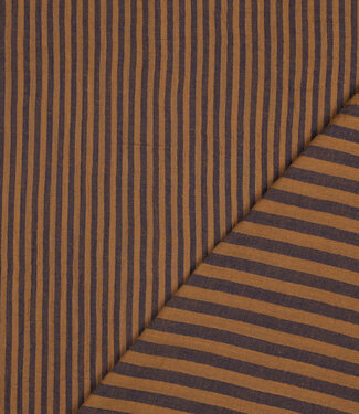 marineblauw en cognac strepen - double gauze double face