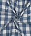 blauw - double gauze ruiten met geborduurde bloemen