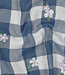 blauw - double gauze ruiten met geborduurde bloemen