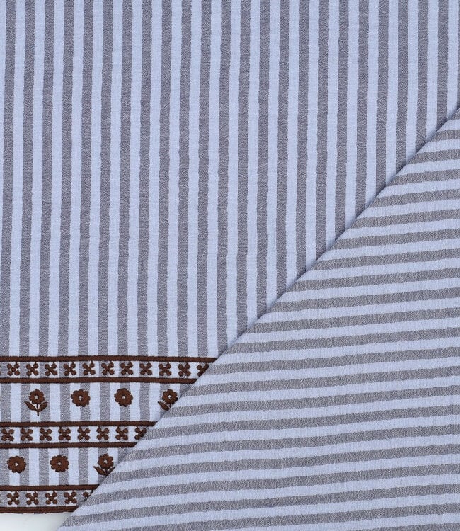 border bruin en blauw - double gauze / Tetra