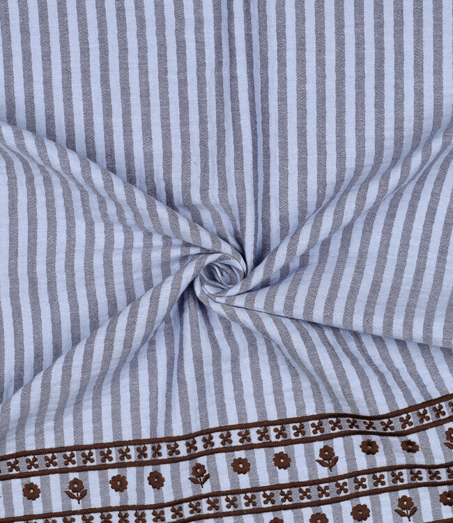 border bruin en blauw - double gauze / Tetra