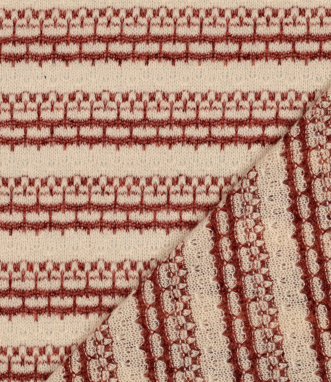 bordeaux - gebreid jacquard met strepen
