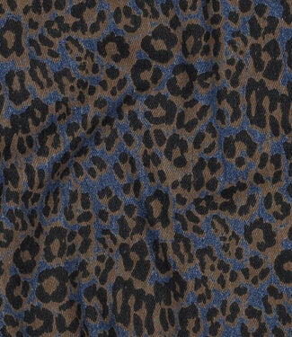 donkerblauw met bruin luipaard - stretchdenim
