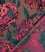 roze en donker turquoise bloemen - geweven jacquard