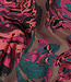 roze en donker turquoise bloemen - geweven jacquard