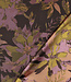 mosterd, bruin en lila bloemen - geweven jacquard