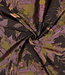 mosterd, bruin en lila bloemen - geweven jacquard