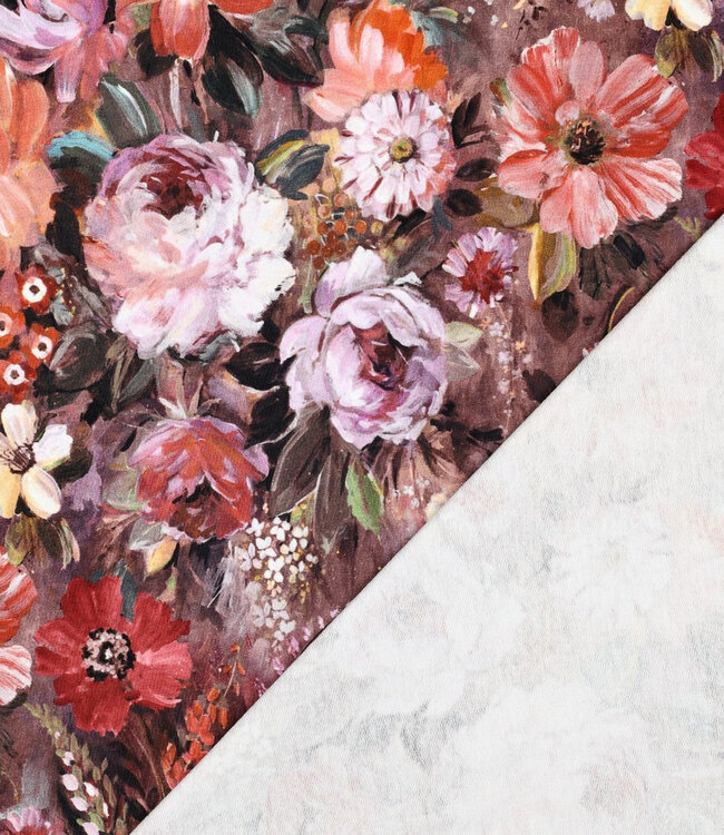 bruin met bloemen - french terry