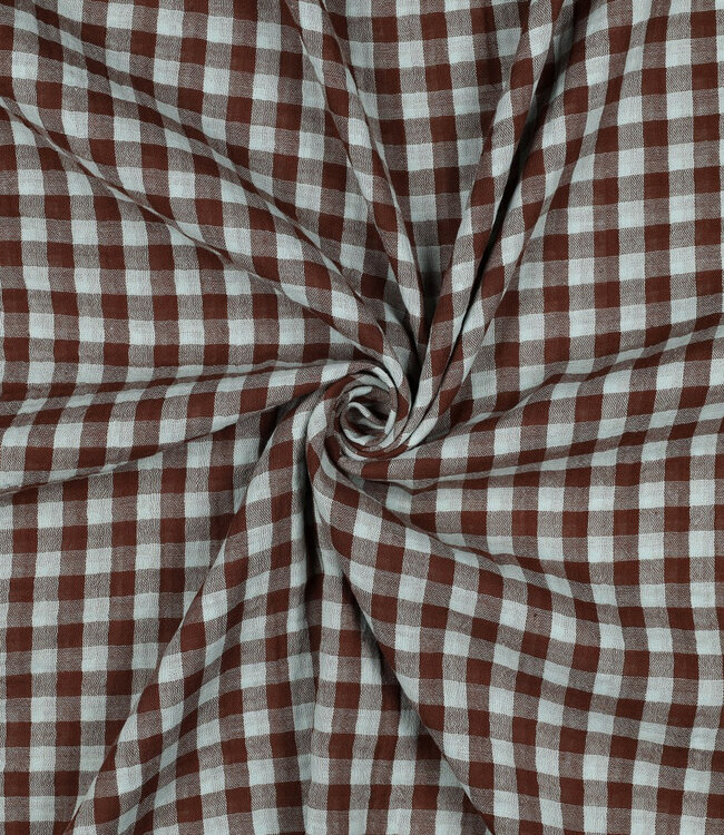 lichtblauw en bruin ruiten - double gauze double face