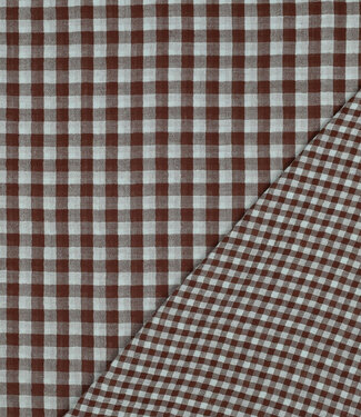 lichtblauw en bruin ruiten - double gauze double face