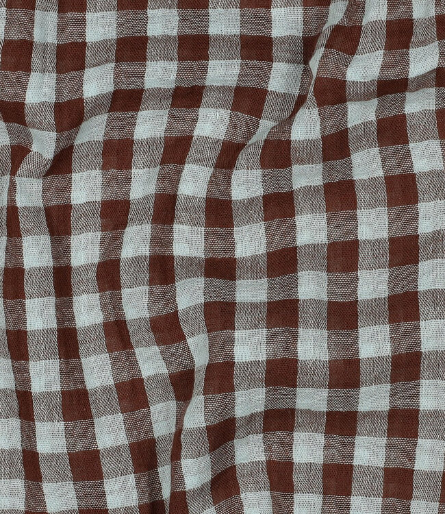 lichtblauw en bruin ruiten - double gauze double face