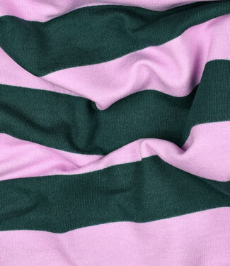 Poppy fabrics petrolgroen en lila strepen - zachte sweaterstof