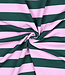 Poppy fabrics petrolgroen en lila strepen - zachte sweaterstof