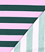 Poppy fabrics petrolgroen en lila strepen - zachte sweaterstof