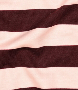 Poppy fabrics roze en bordeaux strepen - zachte sweaterstof