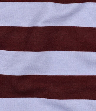 Poppy fabrics bordeaux en lila strepen - zachte sweaterstof