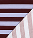 Poppy fabrics bordeaux en lila strepen - zachte sweaterstof