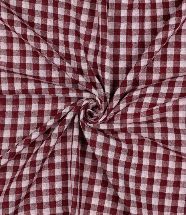 roze en kersenrood ruiten - double gauze double face