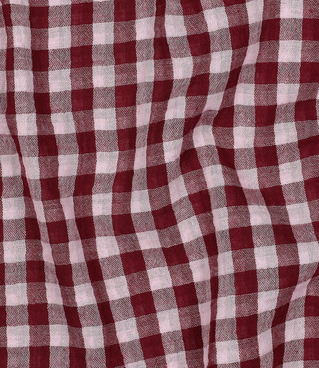 roze en kersenrood ruiten - double gauze double face