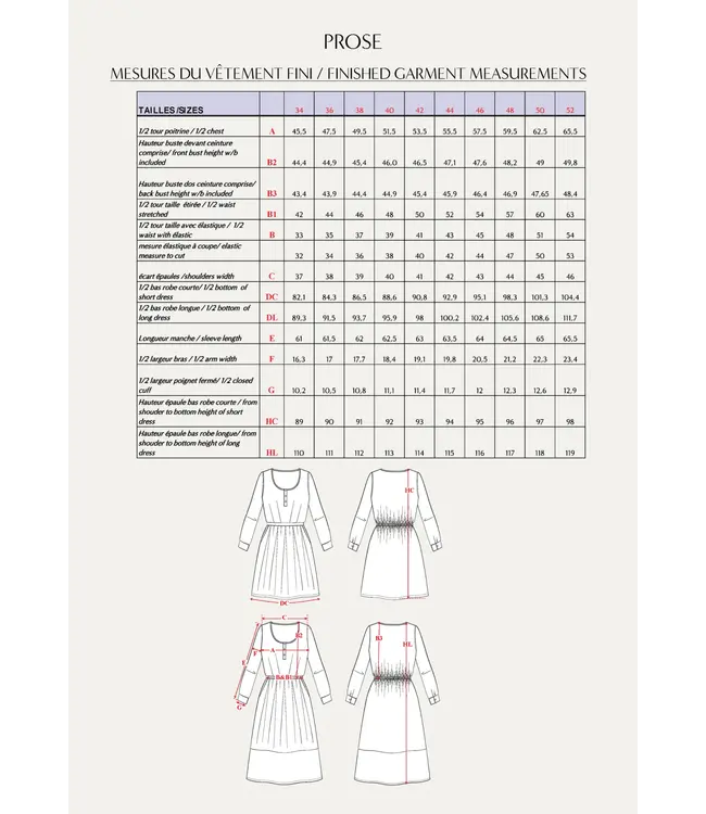 Maison Fauve LA ROBE PROSE - naaipatroon - Engels en Franse instructies