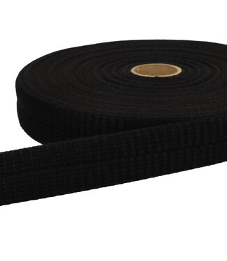 voorgevouwen tresse biais met rib textuur - zwart