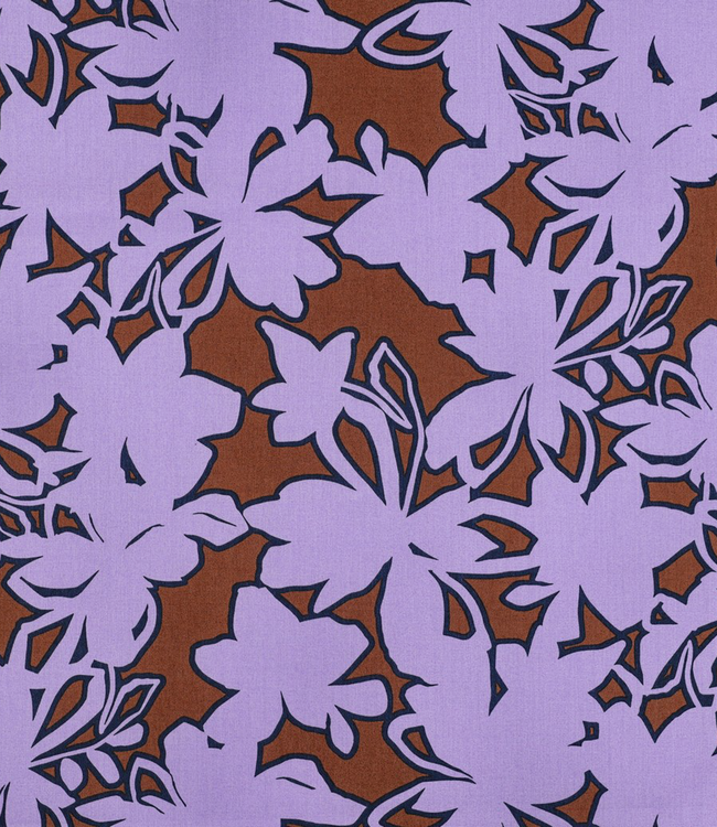 Swafing bruin / lila  bloemen - katoen