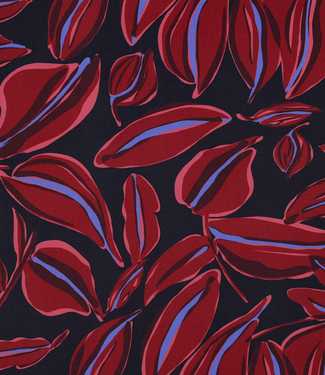 leaves - bordeaux op marineblauw - viscose