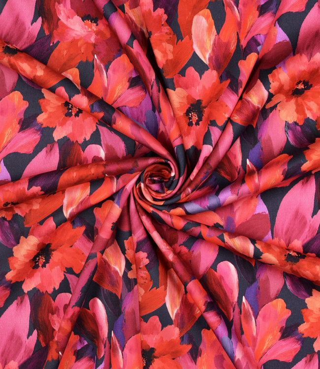 Electric Bloom - viscose twill met een beetje rek