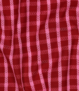 Yarn dyed dobby katoen rood en roze