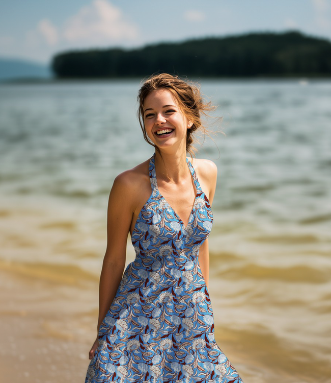 Blauw en bruin - prachtige viscose