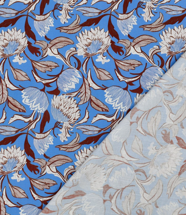 Blauw en bruin - prachtige viscose
