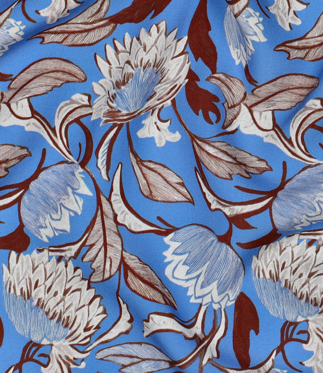 Blauw en bruin - prachtige viscose