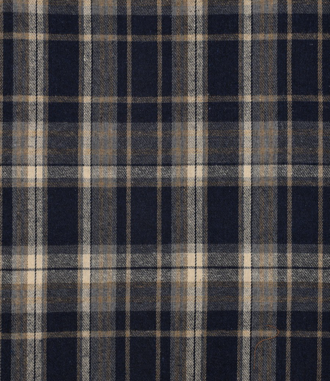 yarn dyed checks marineblauw - opgeruwd