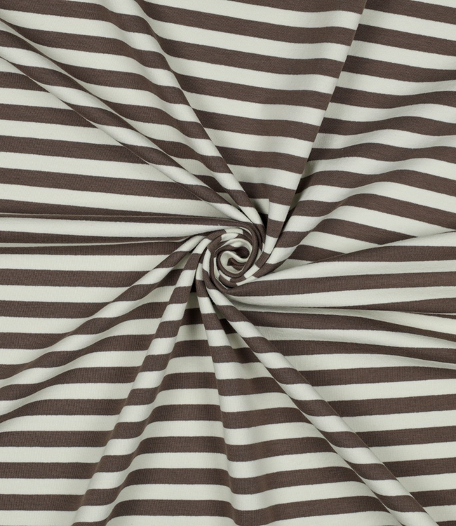 taupe / ecru gestreept - prachtige stevige french terry